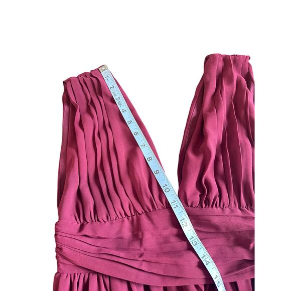 Lulus Heavenly Hues Burgundy Formal Chiffon V-neck Maxi Dress Size Small - Picture 10 of 11